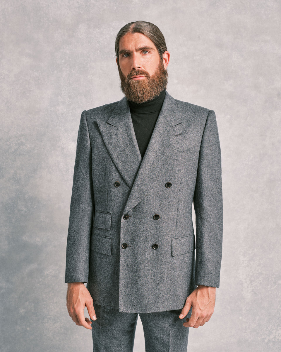 Grey Flannel Double-Breasted Jacket – Edward Sexton