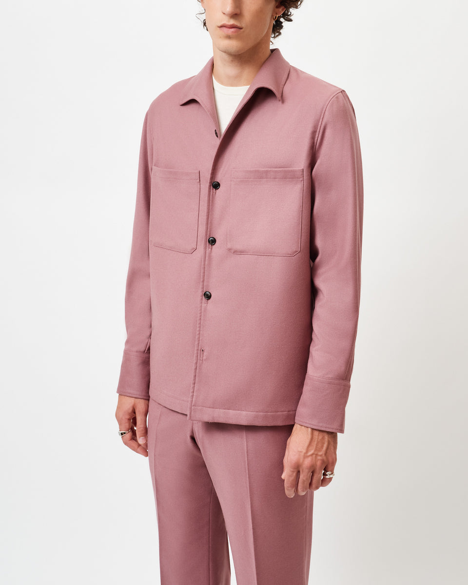 Dusty Pink Flannel Capri Collar Over Shirt Edward Sexton