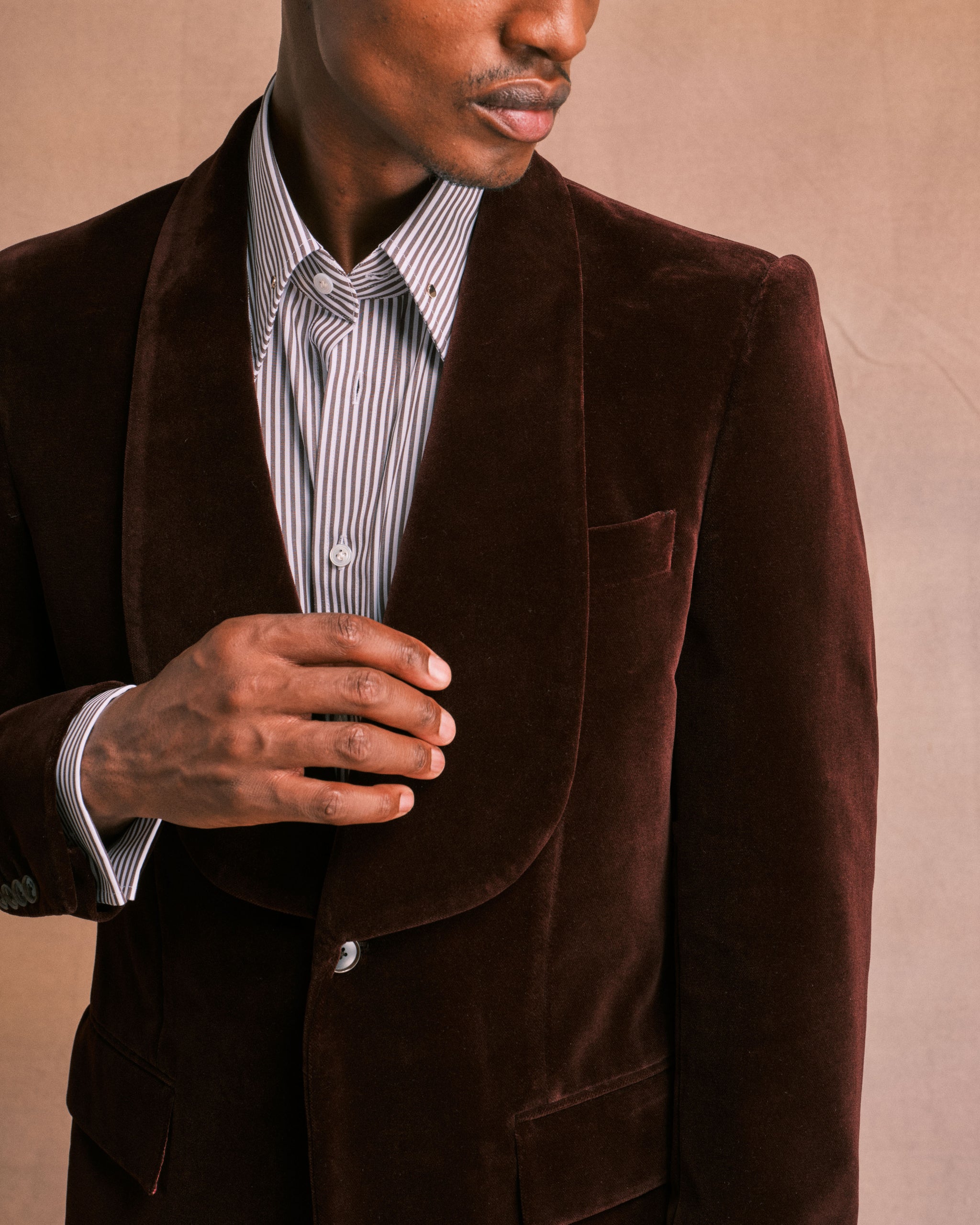 Burgundy Velvet Shawl Jacket – Edward Sexton