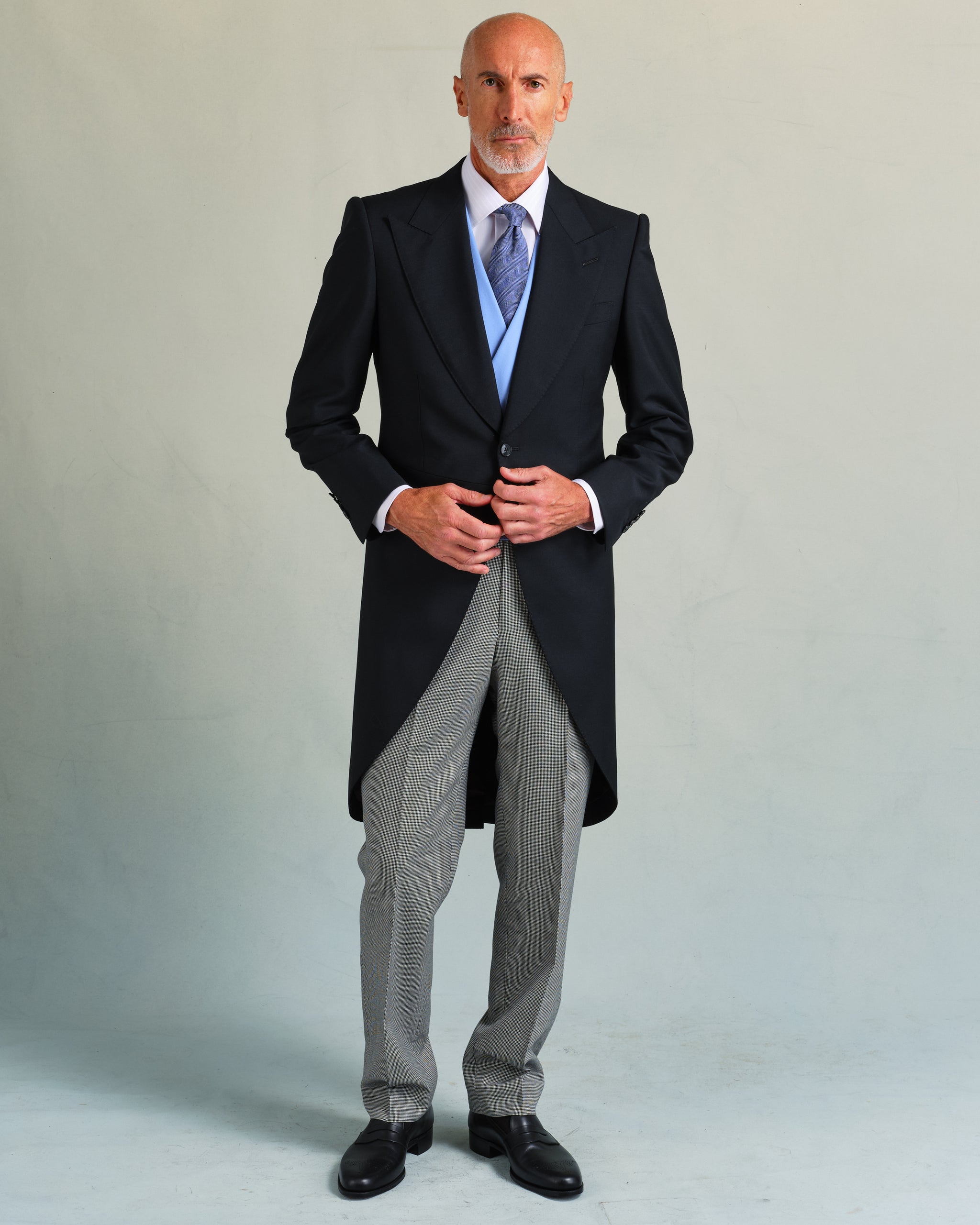 Morning Suit With Blue Vest and Hounds-Tooth Trousers Made to Order