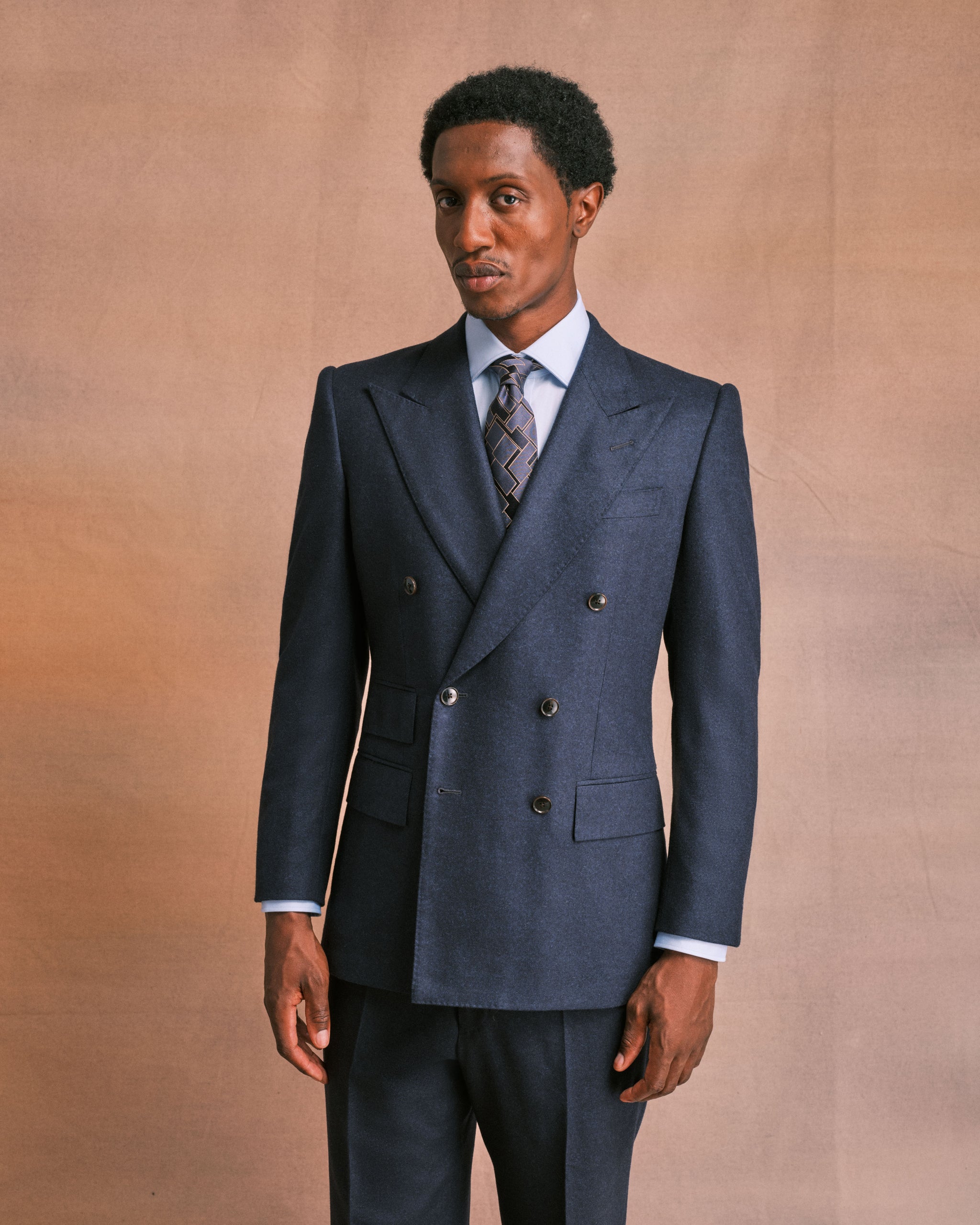 Navy Flannel Double-Breasted Suit