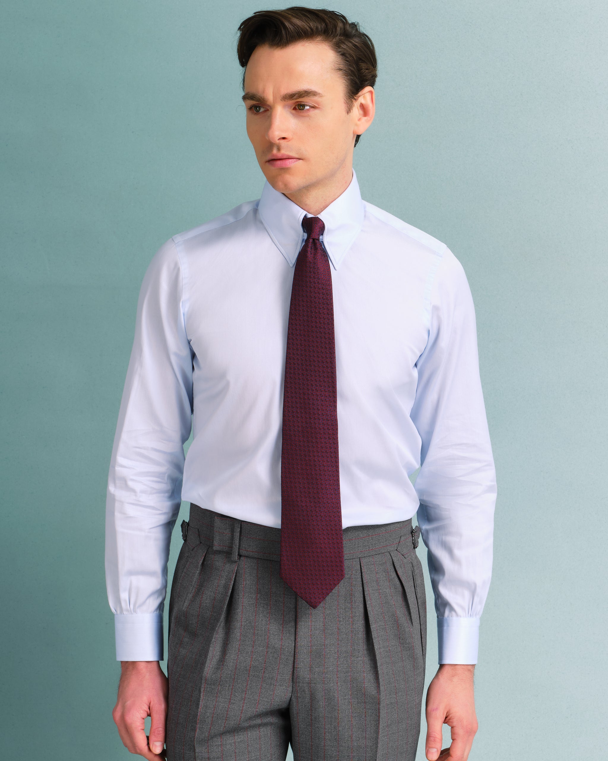 Powder blue tab collar shirt – Edward Sexton