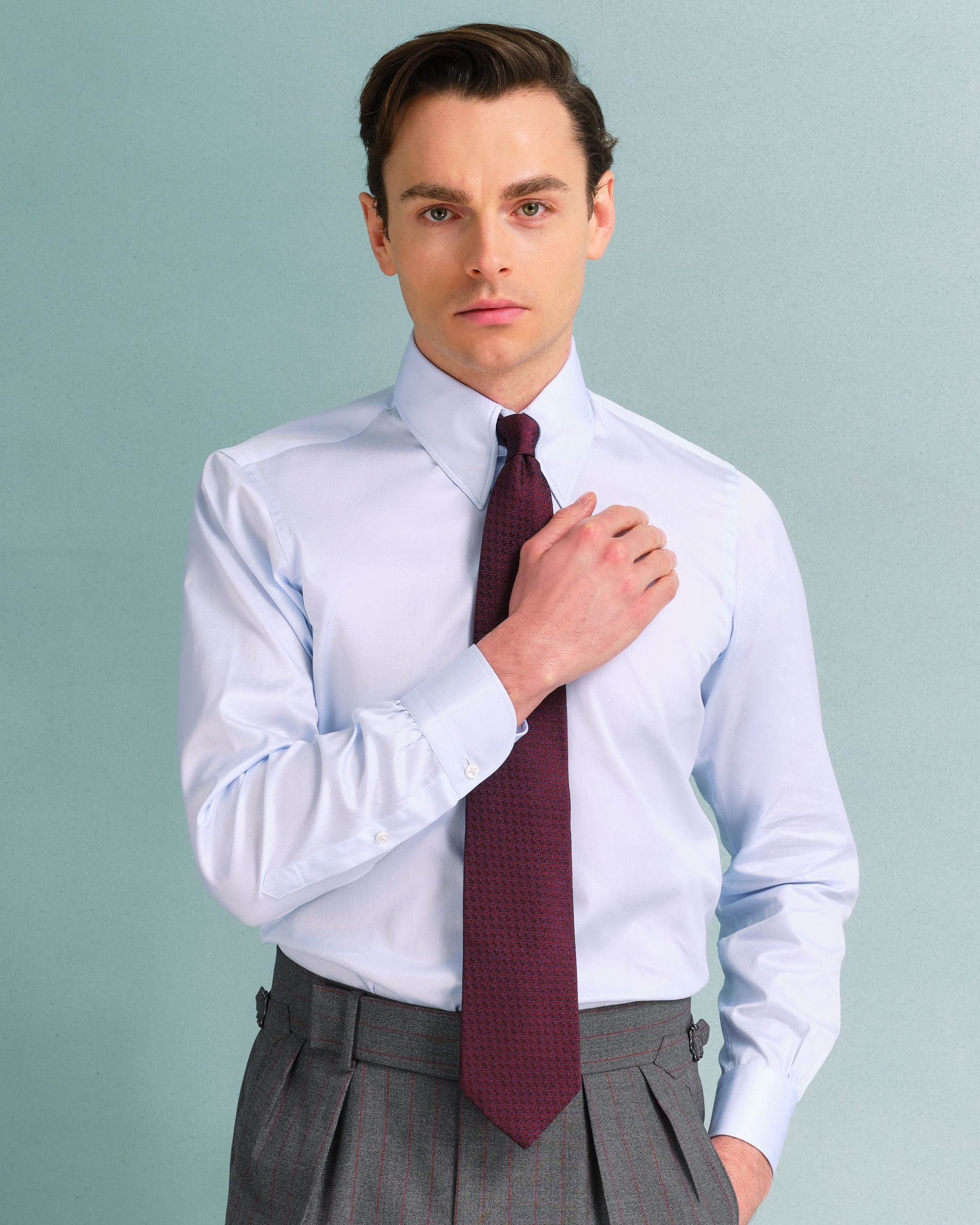 Powder blue tab collar shirt – Edward Sexton