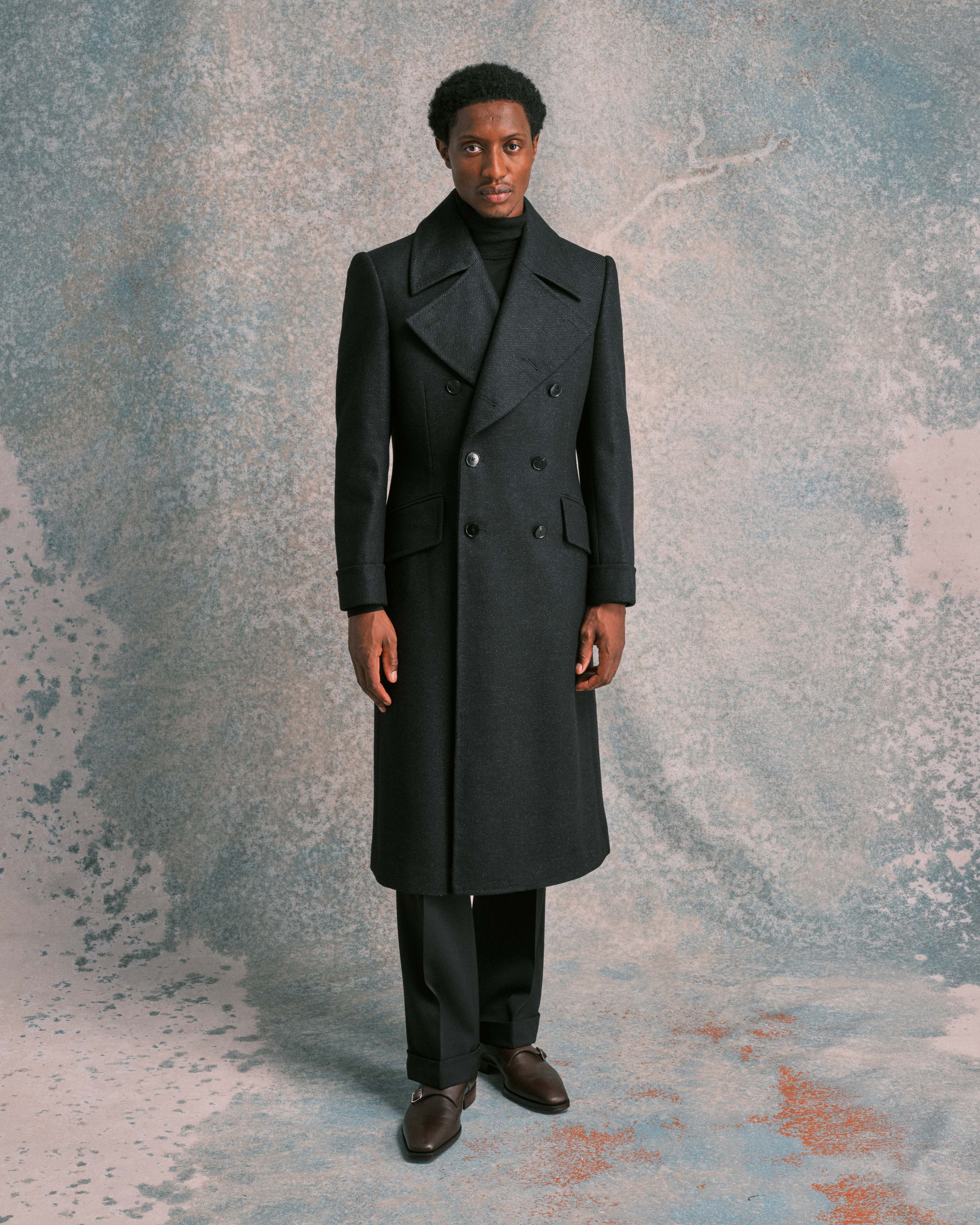 Military Style Wallis Grey Military Coat Charcoal Twill Greatcoat