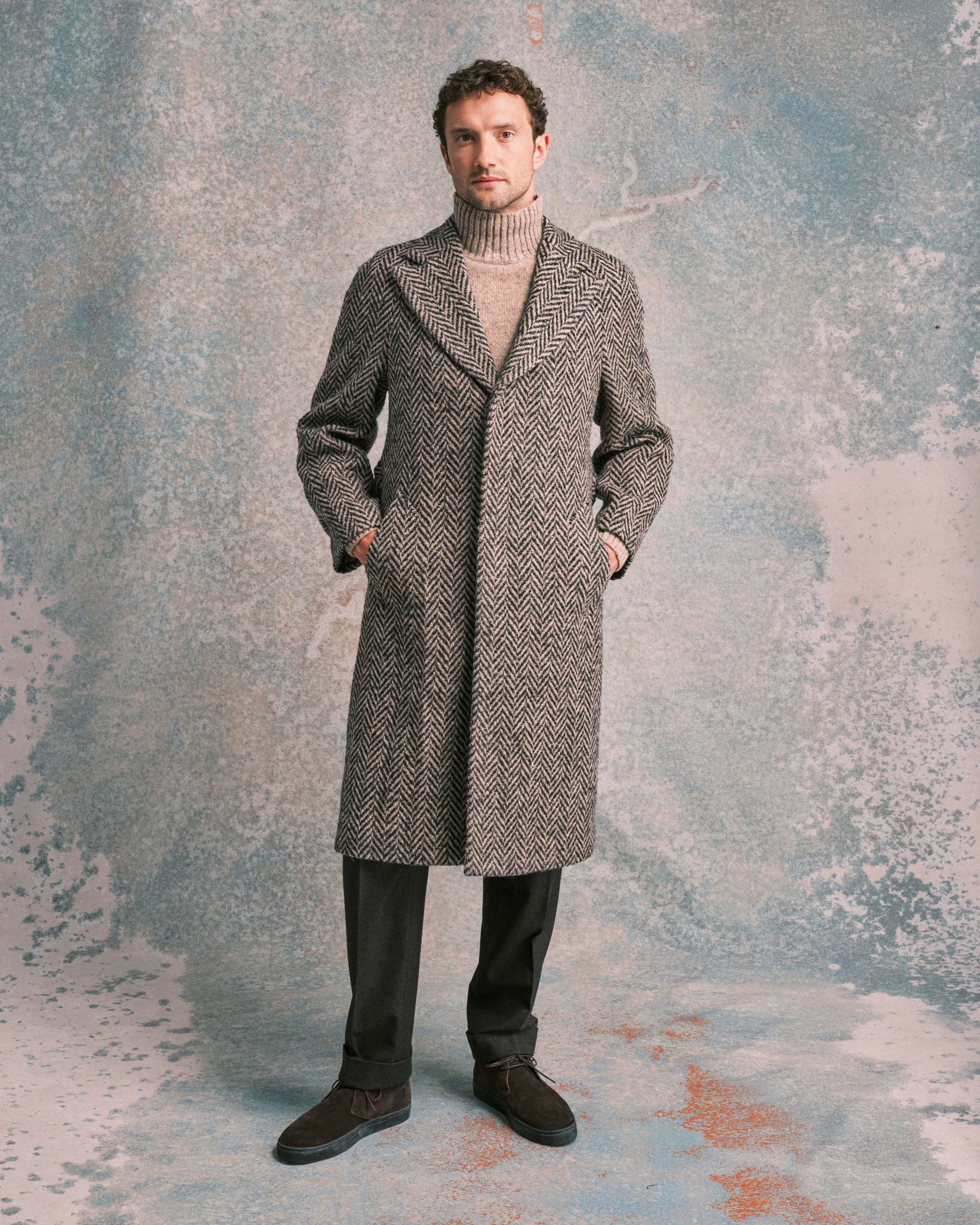 DAIRIKU Rib Collar Tweed Raglan Coat