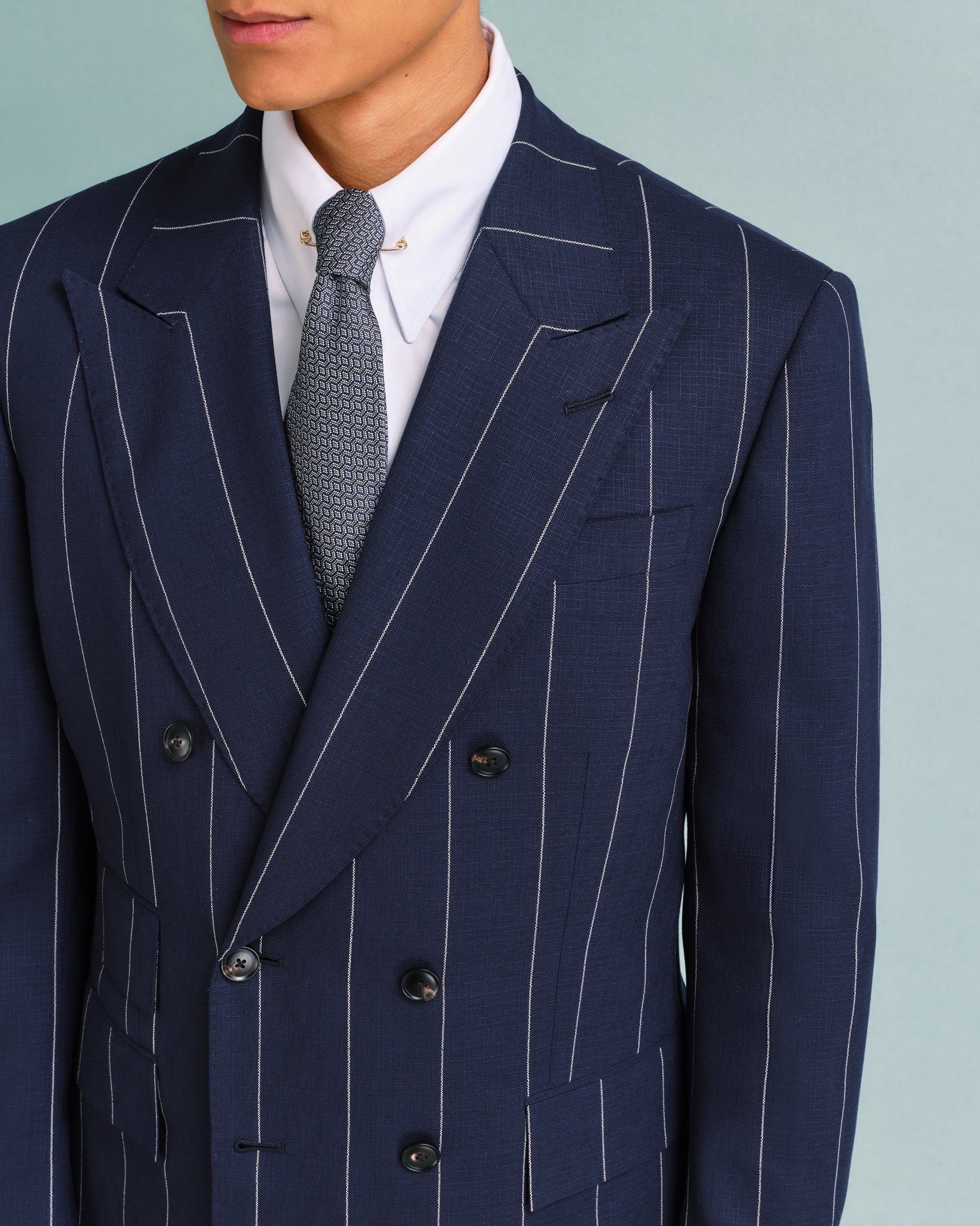 Navy Broad Stripe Double-Breasted Drape Suit – Edward Sexton