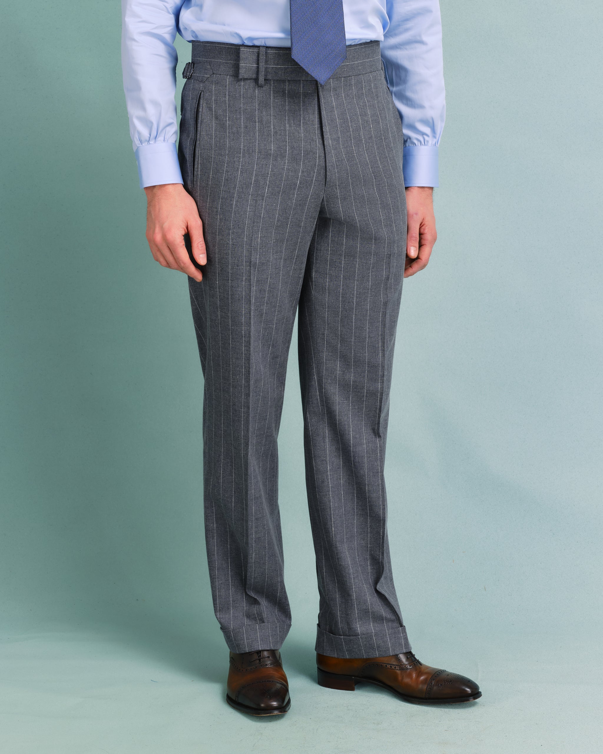 Grey Stripe Classic Trousers – Edward Sexton