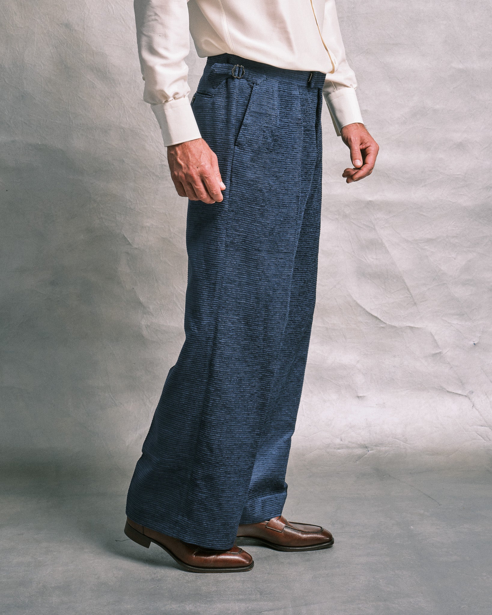 Navy Horizontal Cord Oxford Bags - Main Image