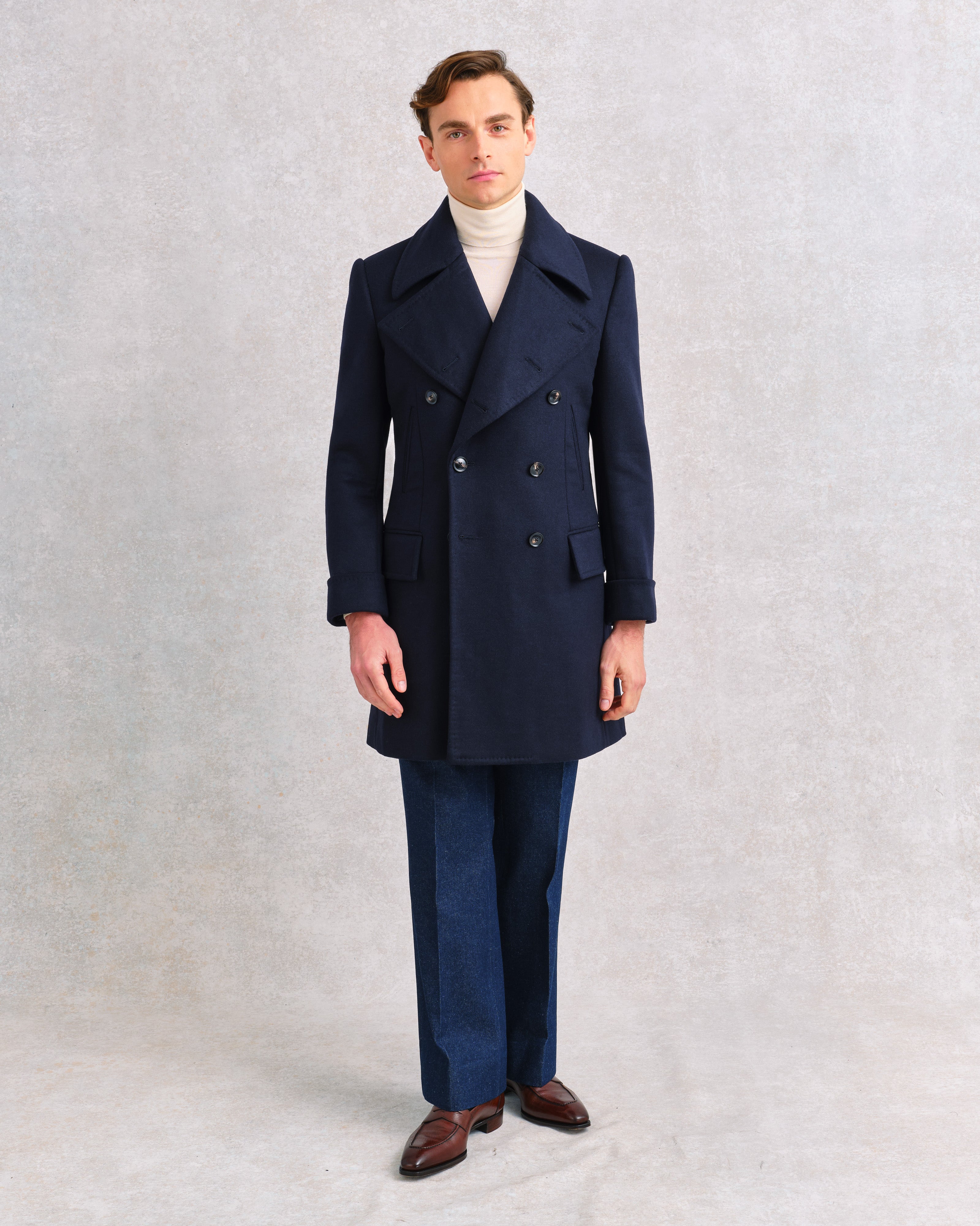 Navy Alpaca Bridge Coat – Edward Sexton
