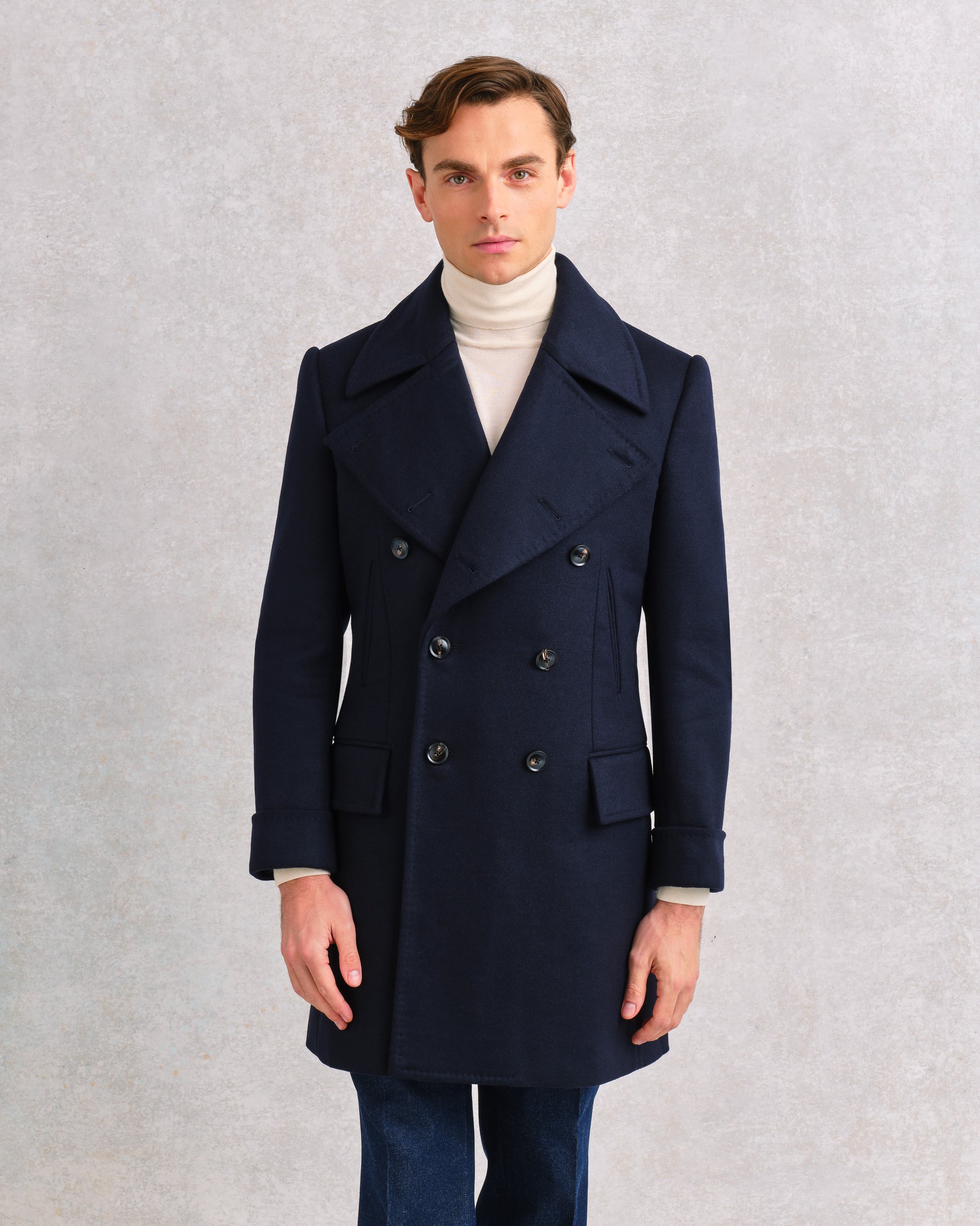 Navy Alpaca Bridge Coat – Edward Sexton