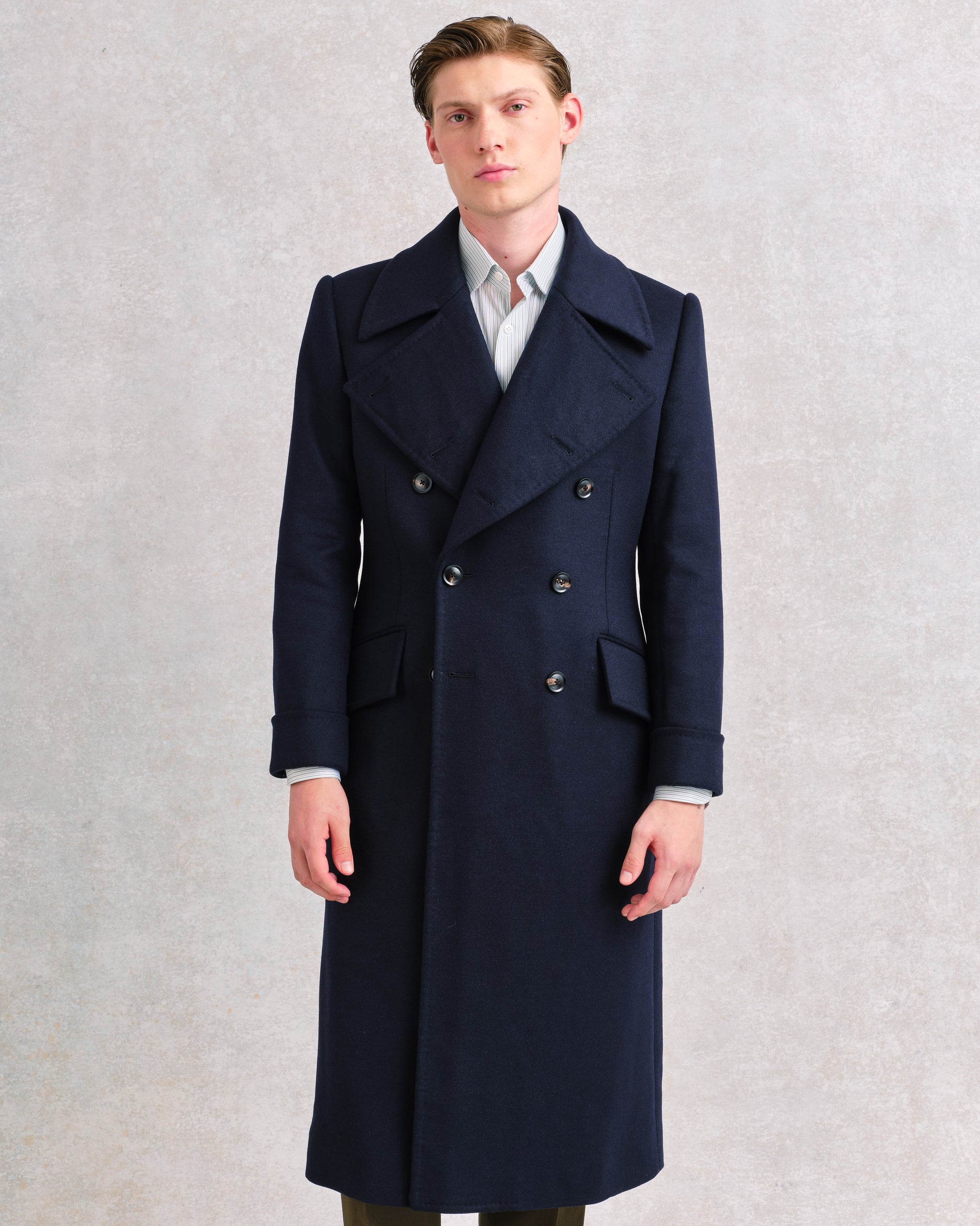 Navy Wool Alpaca Greatcoat – Edward Sexton