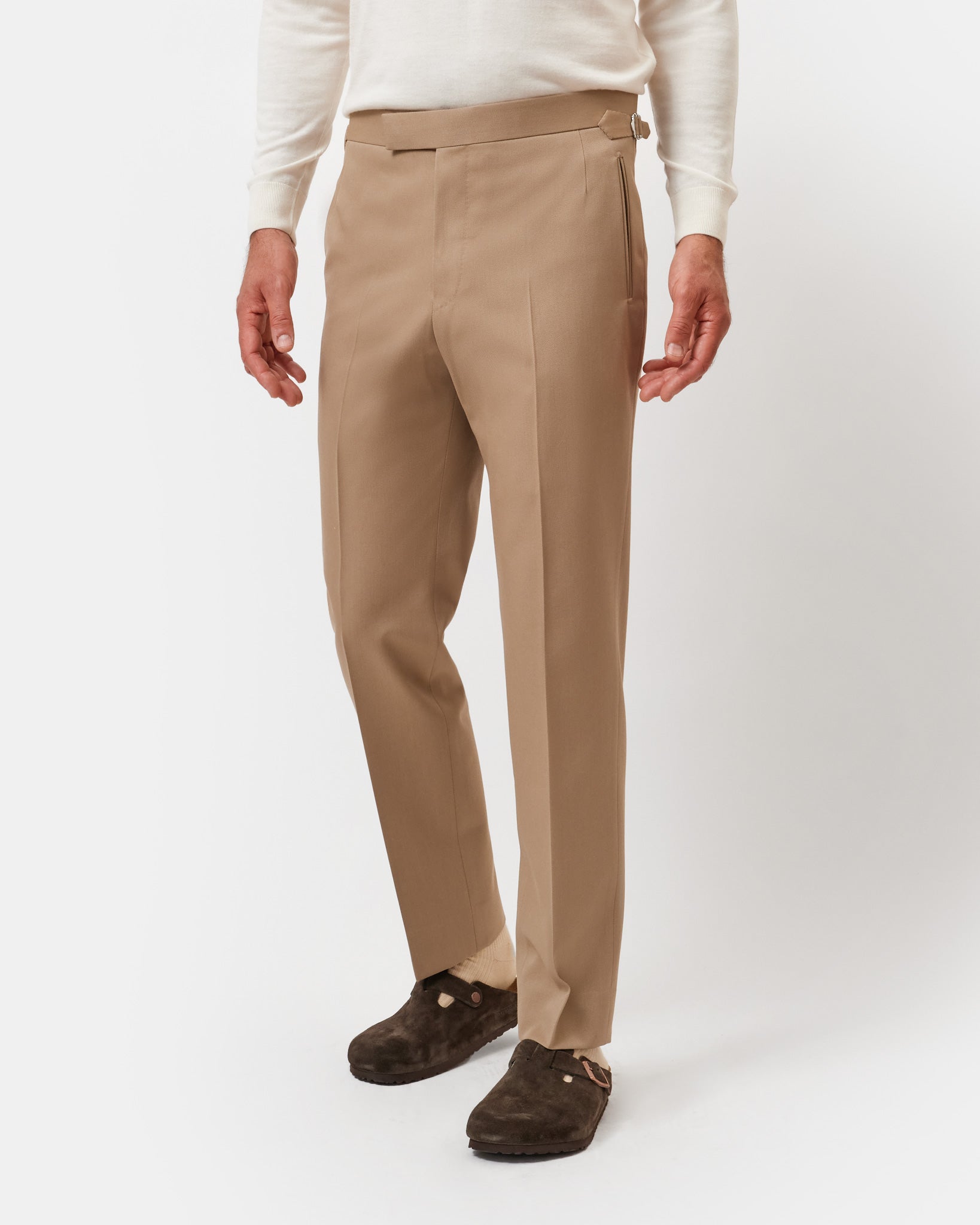 Tan Gabardine Contemporary Trousers