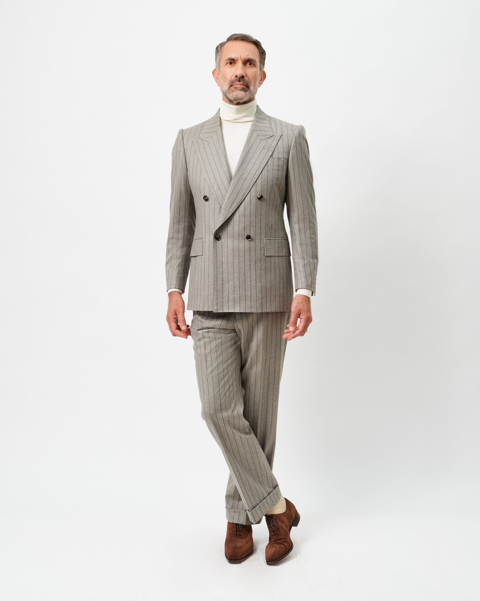 Mink Stripe Low Double-Breasted Suit