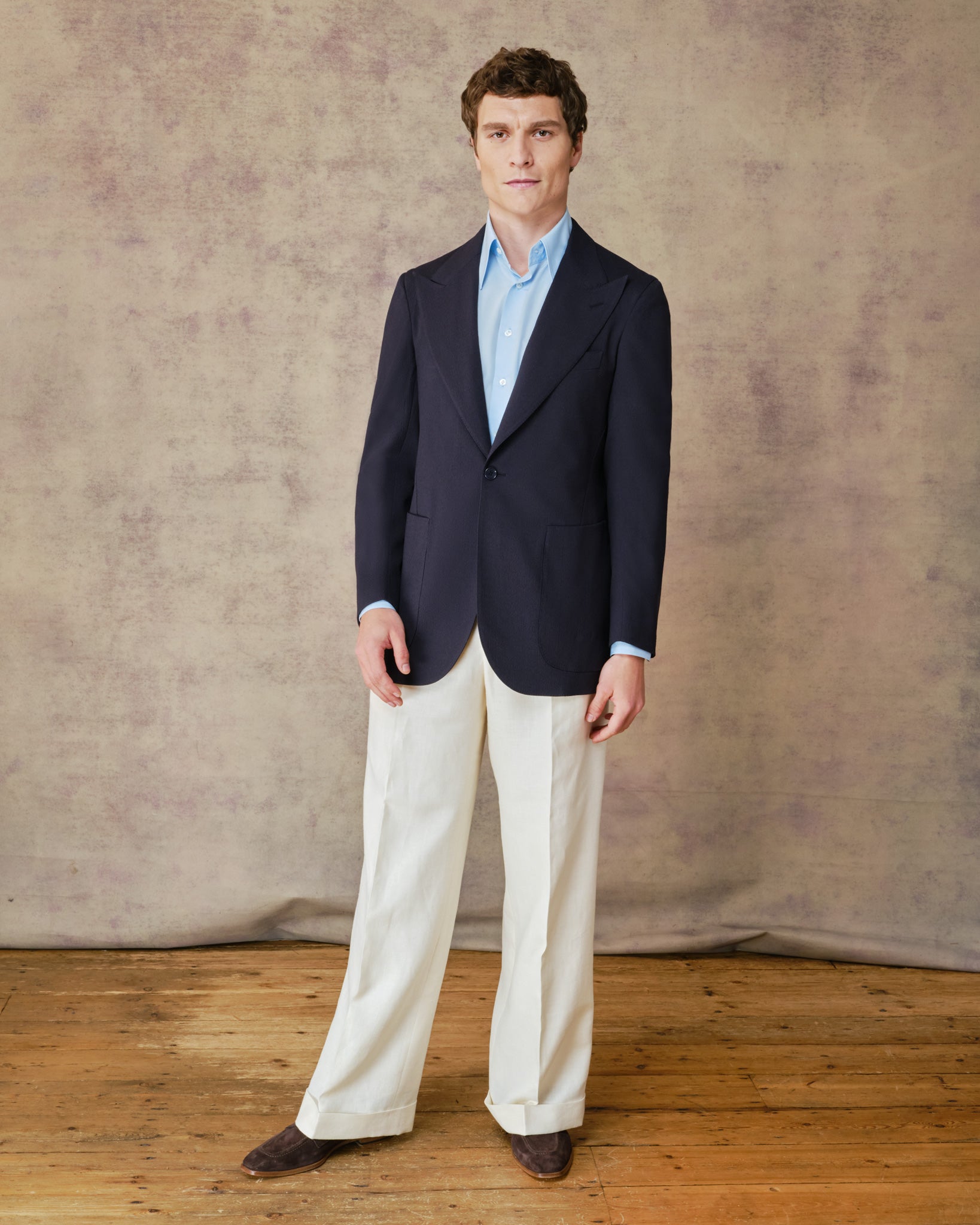 Linen Pants Blue Blazer Cream Pant Blue Linen Blend 'Miami' Slim