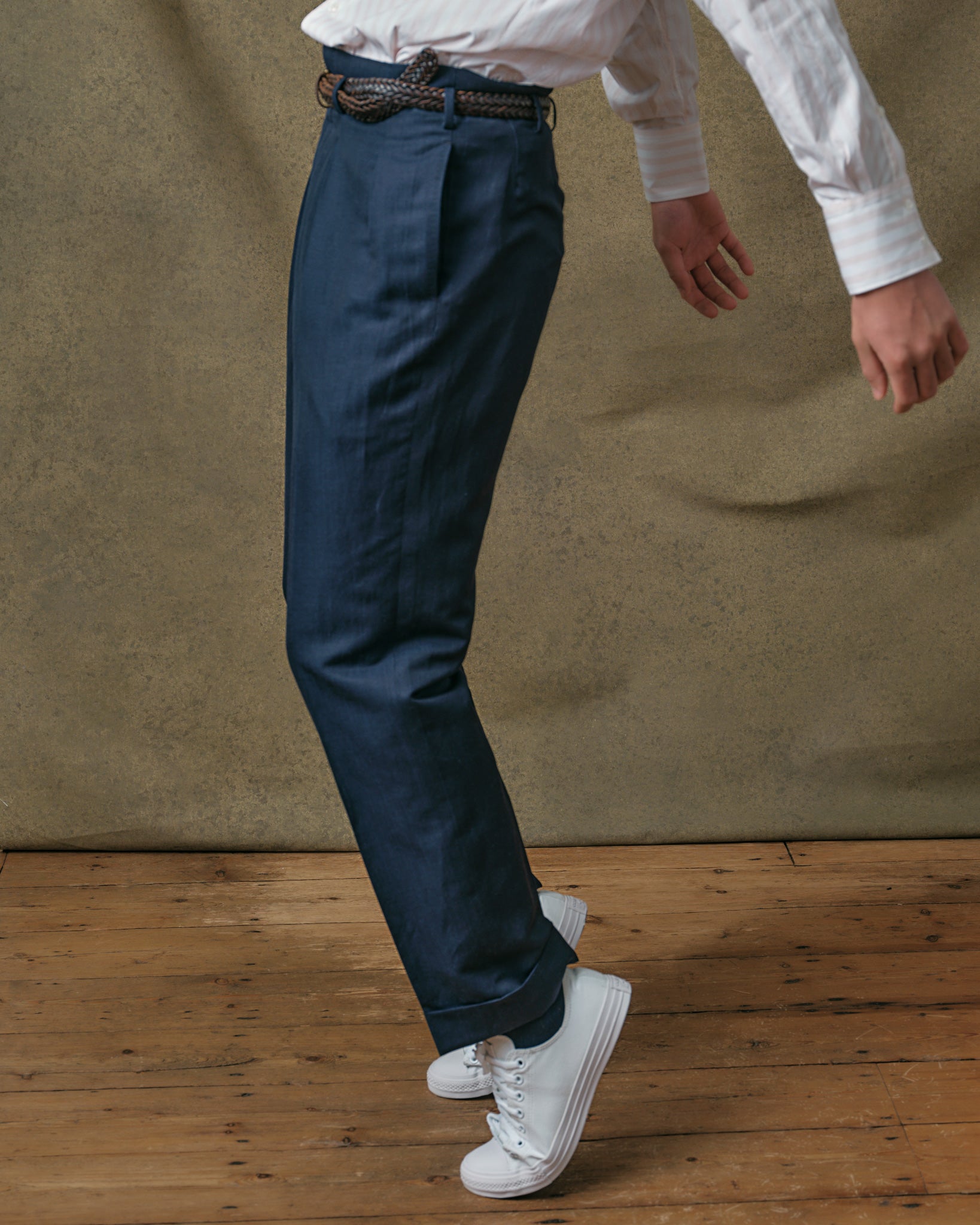 Navy Linen Blend Hollywood trousers – Edward Sexton
