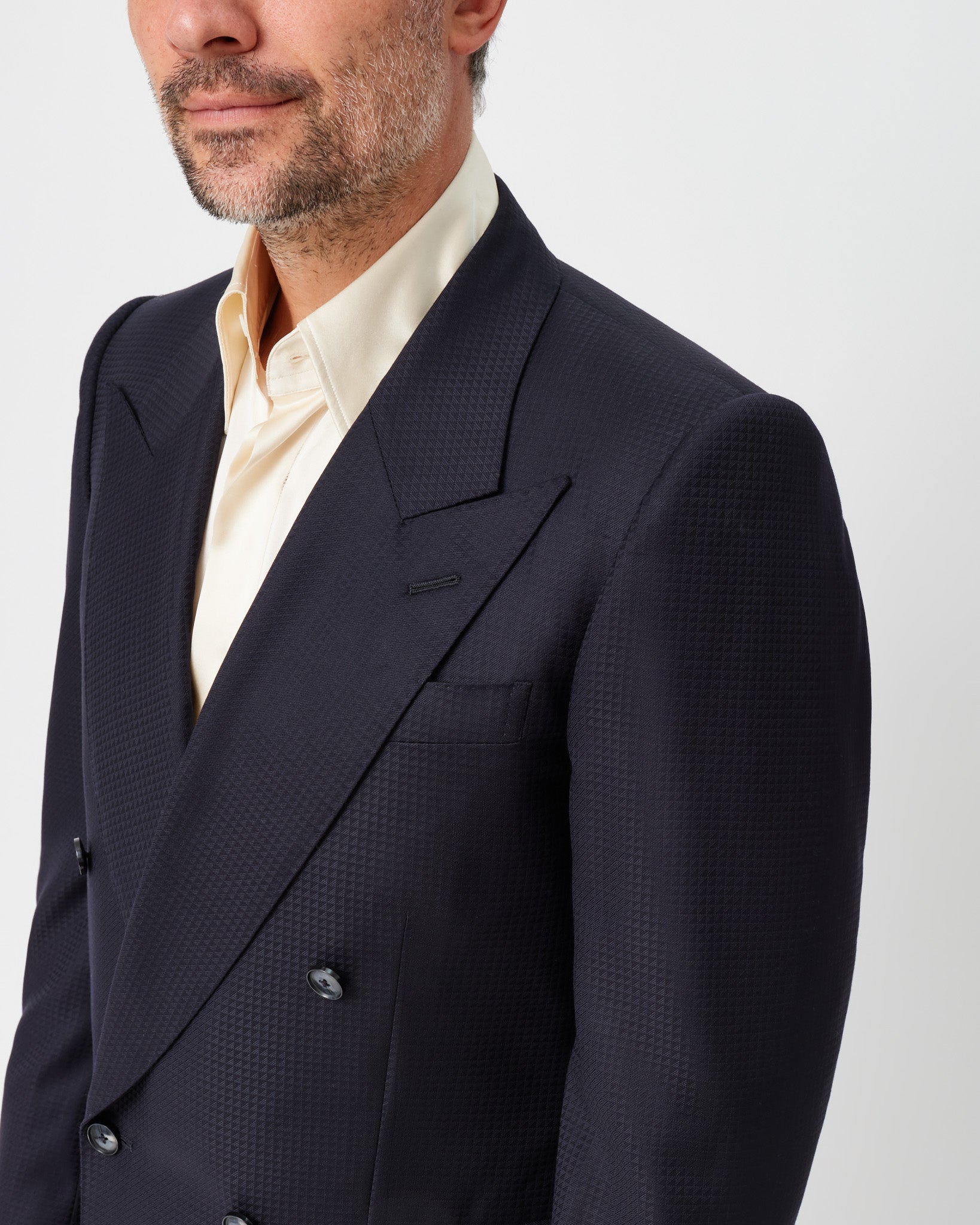 Triangle Jacket Button Midnight Micro Triangle Double-Breasted Jacket – Edward Sexton