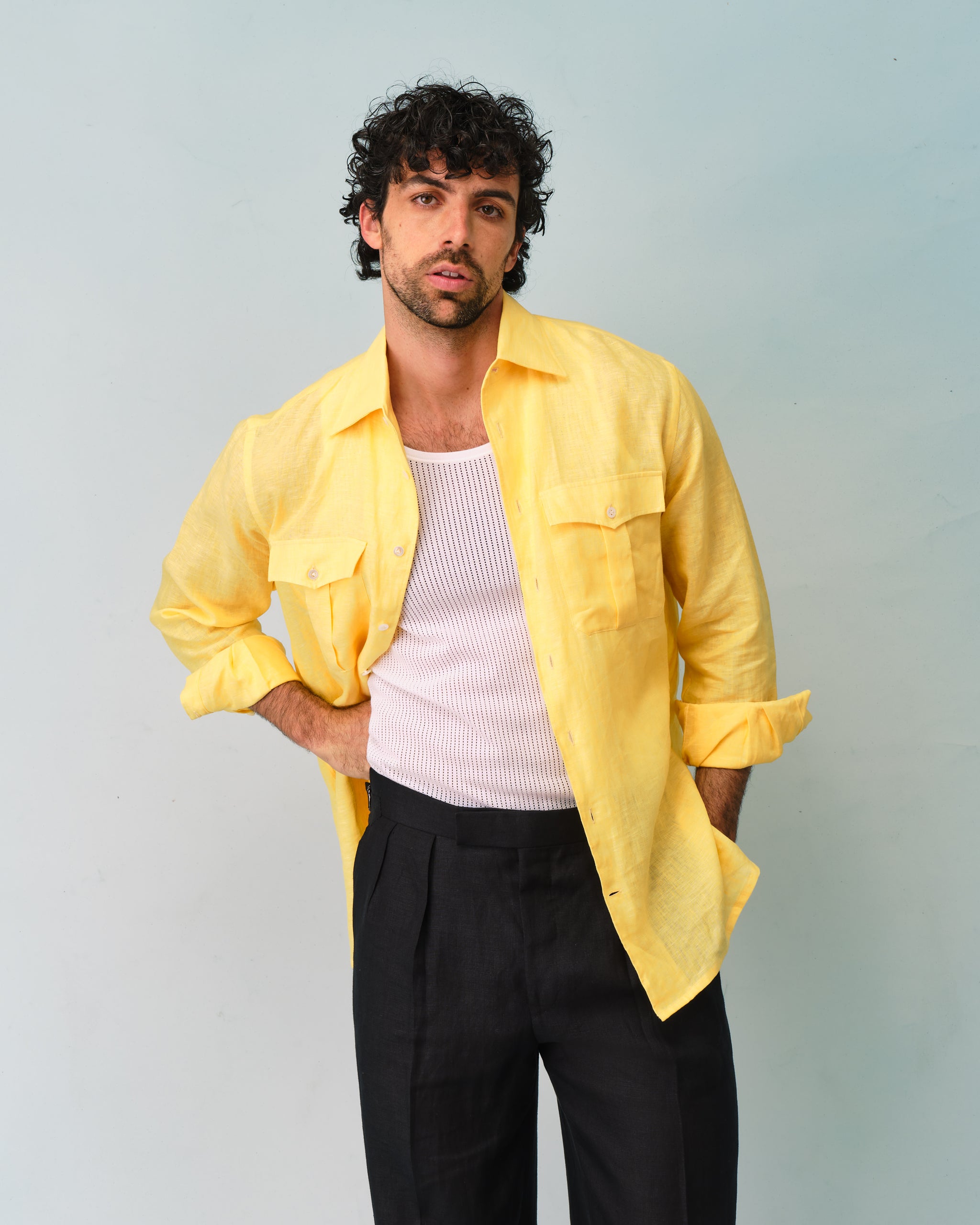 Yellow Linen Loose Fit Shirt – Edward Sexton