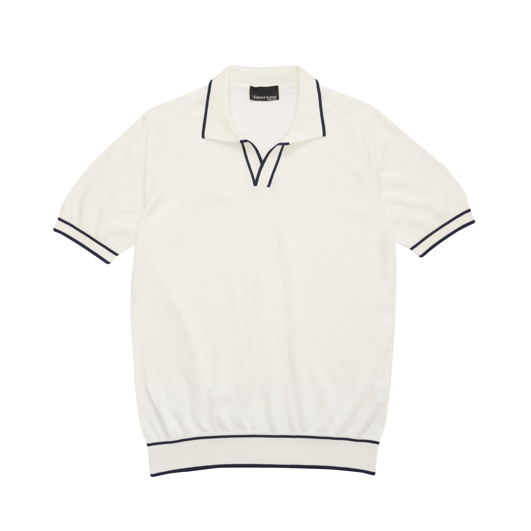 Cream Knitted Polo Shirt – Edward Sexton - Main Image