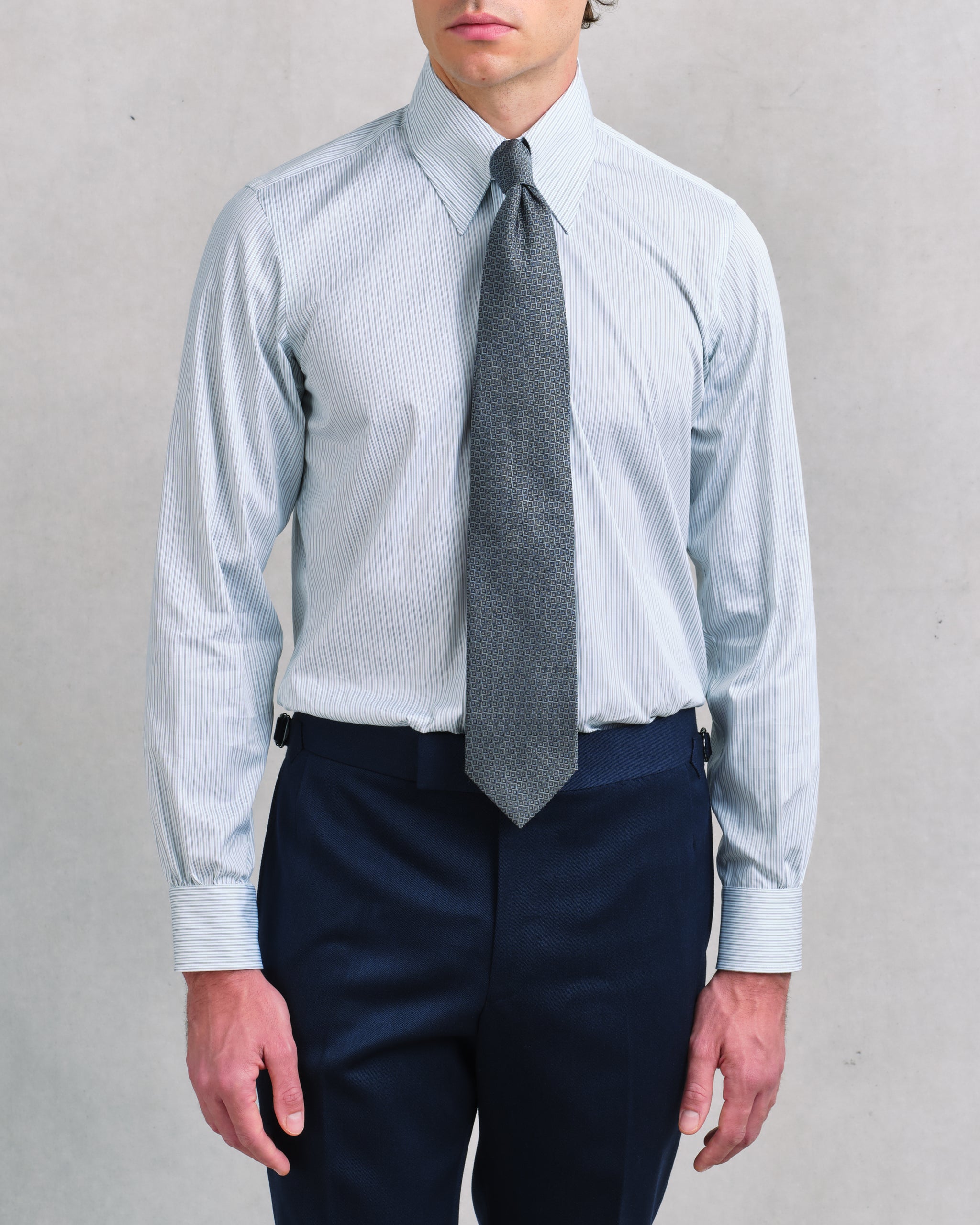 Green Multi Stripe Tab Collar Shirt – Edward Sexton