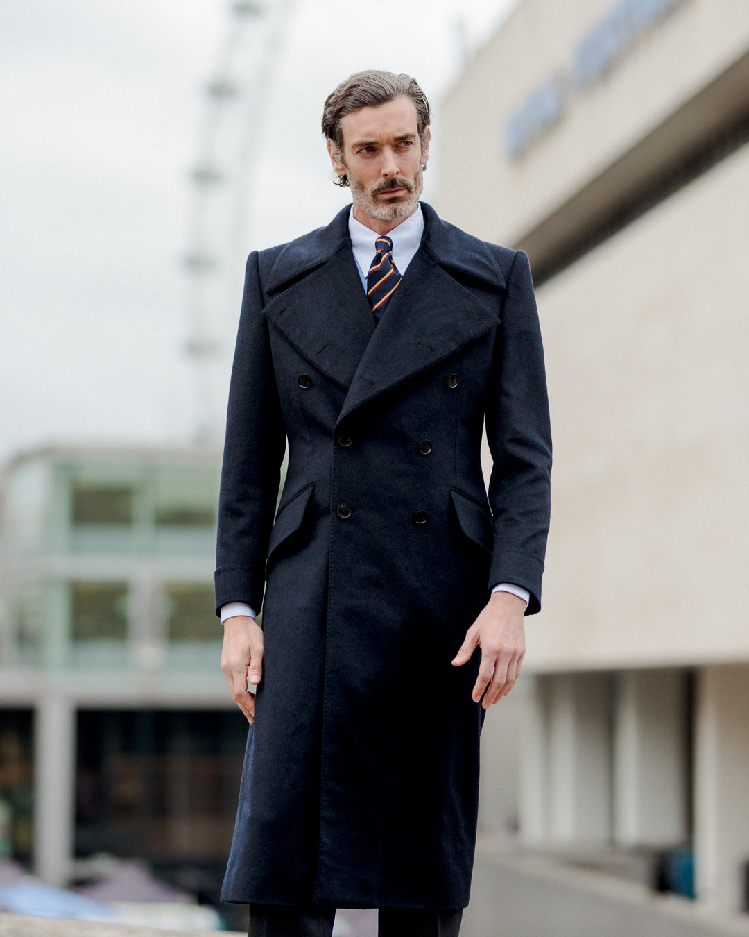 Navy Cashmere Blend Greatcoat