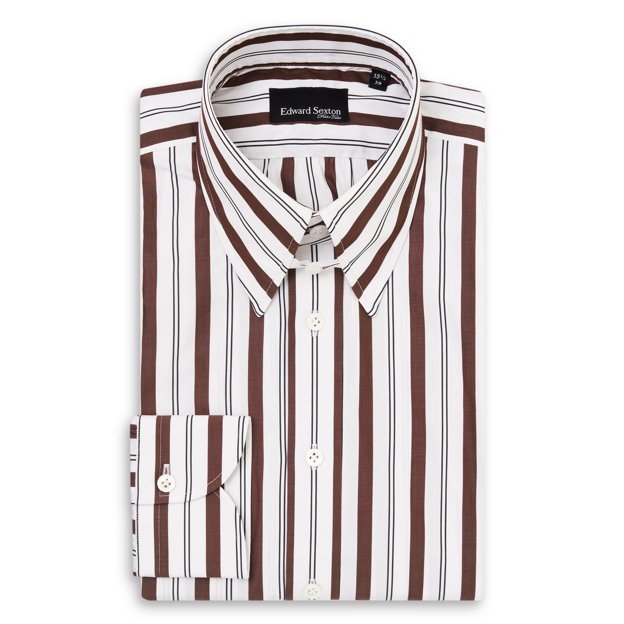 Brown and Navy Stripe Tab Collar Shirt – Edward Sexton