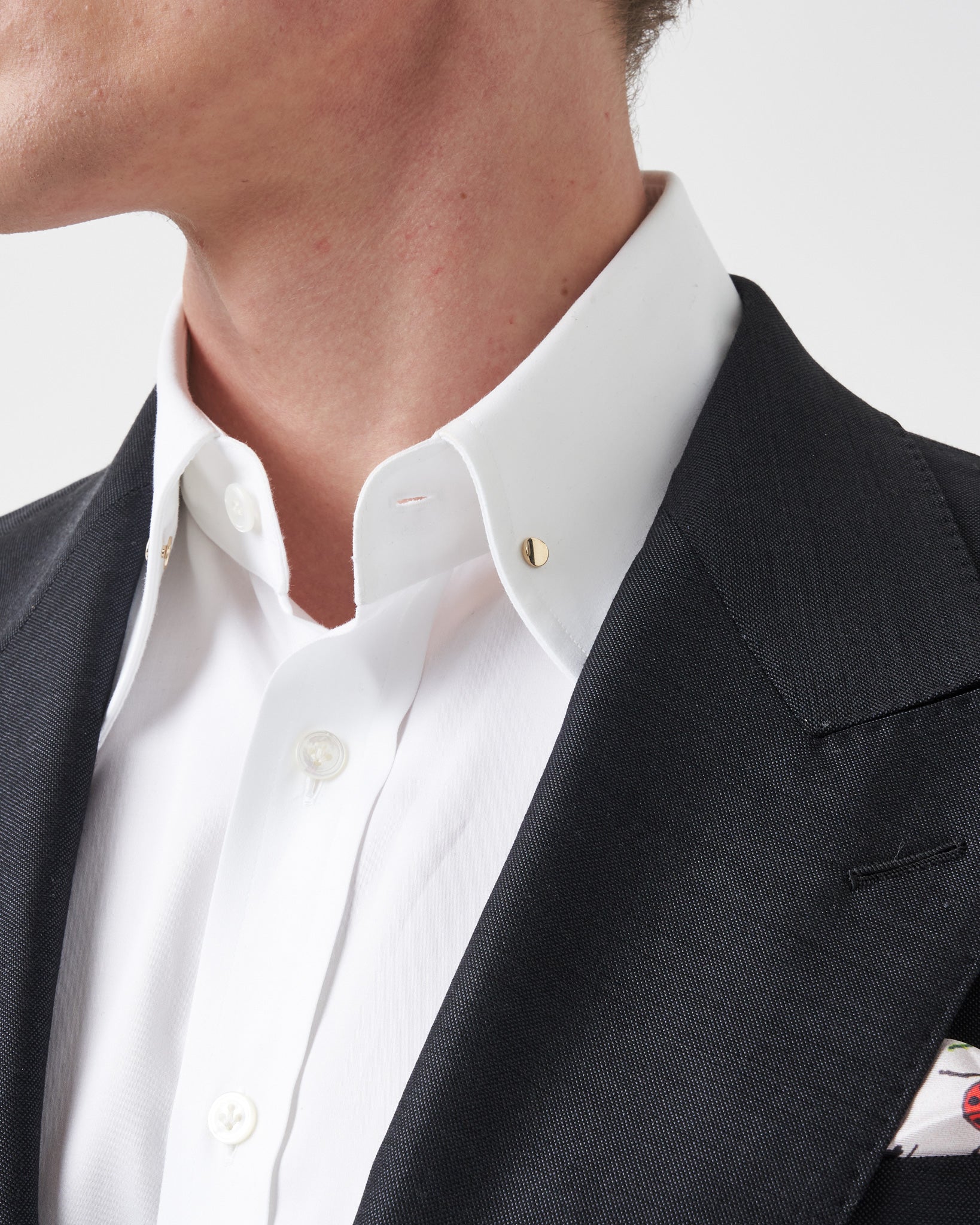 White Slim-Fit Pin Collar Shirt from Edward Sexton White Slim-Fit Pin Collar Shirt from Edward Sexton