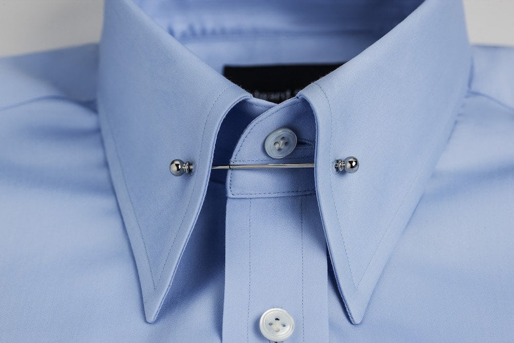 Powder Blue Slim-Fit Pin Collar Shirt from Edward Sexton Powder Blue Slim-Fit Pin Collar Shirt from Edward Sexton