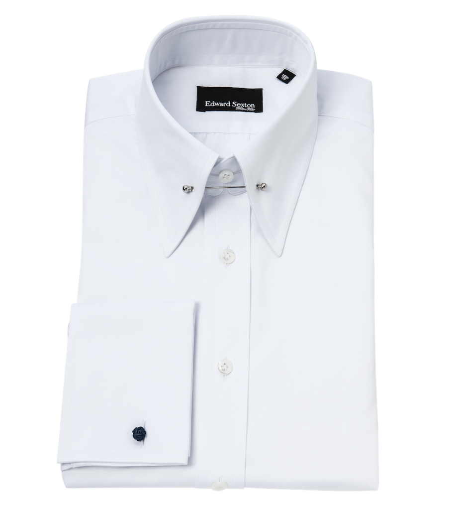 White Slim Fit Pin Collar Shirt from Edward Sexton